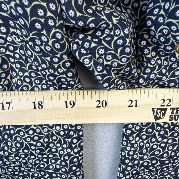 Michael Kors MK Blouse Top Womens Size L Paisley Floral Full Zip Roll Tab Travel - Picture 6 of 12